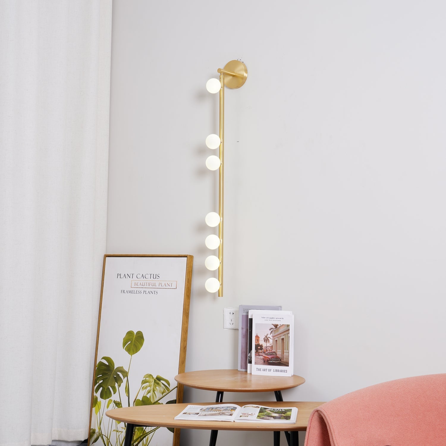 Pamela Tube Plug-in Brass Glass Wall Lamp - Letslighting