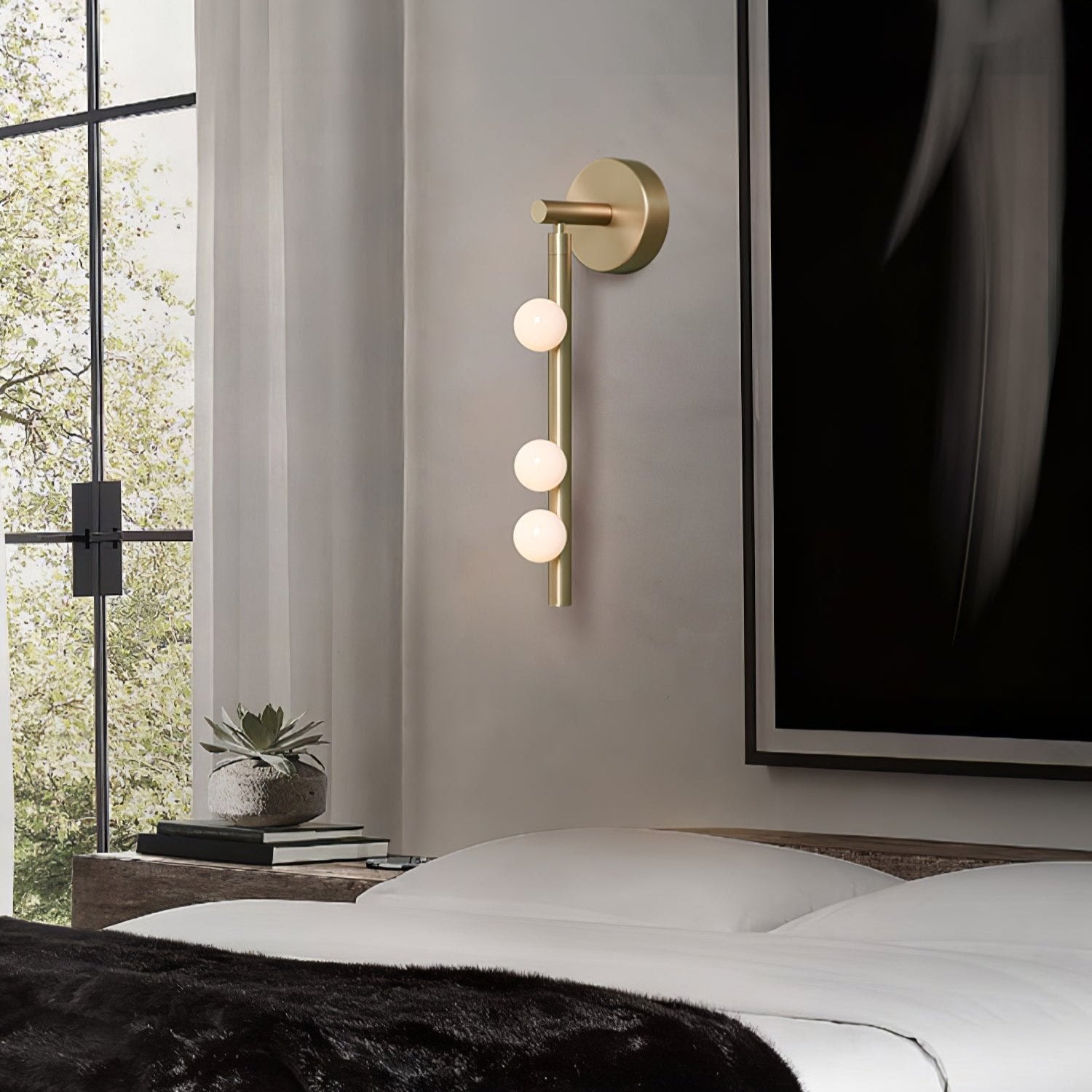 Pamela Tube Plug-in Brass Glass Wall Lamp - Letslighting