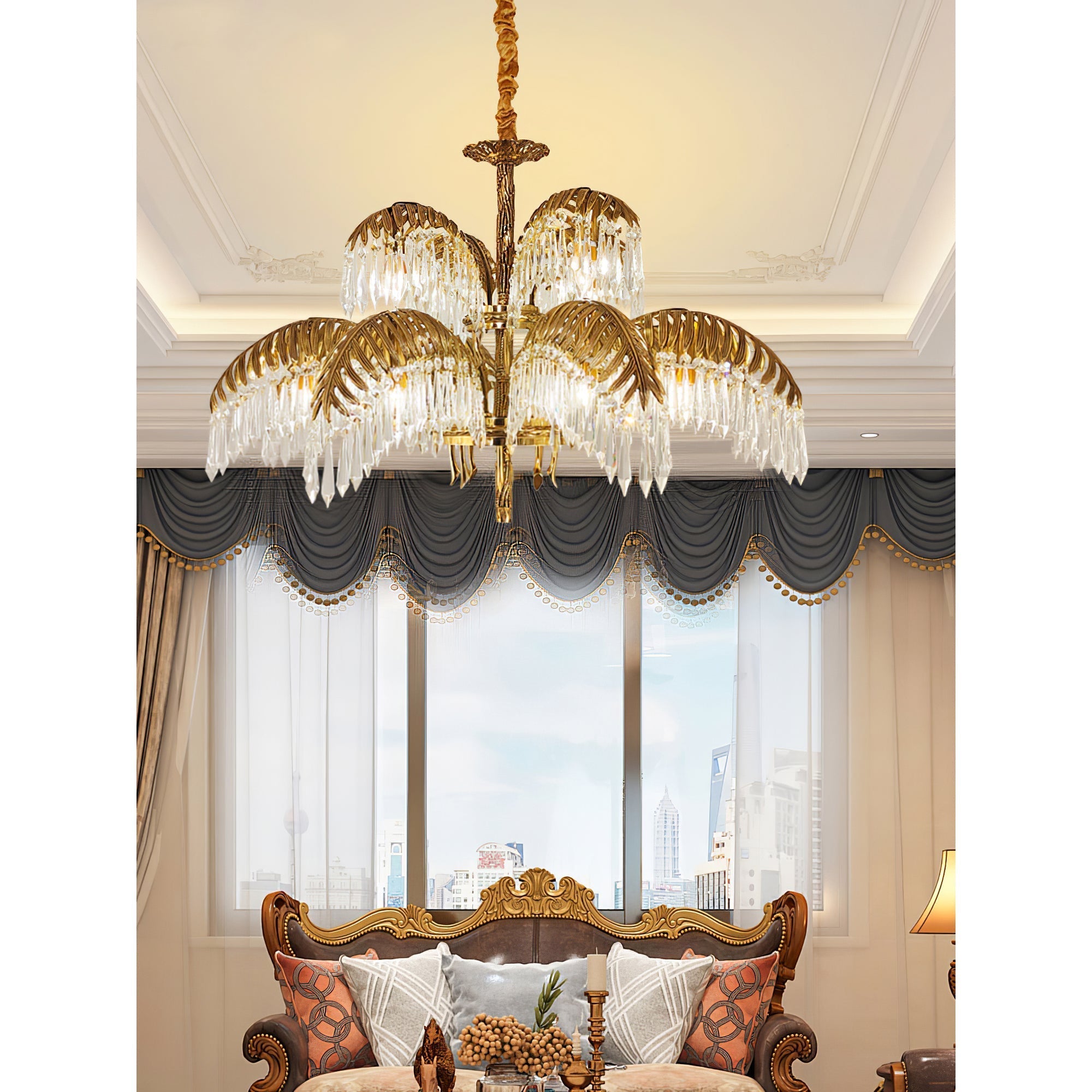 Odoraris Regal Brass Crystal Chandelier - Letslighting