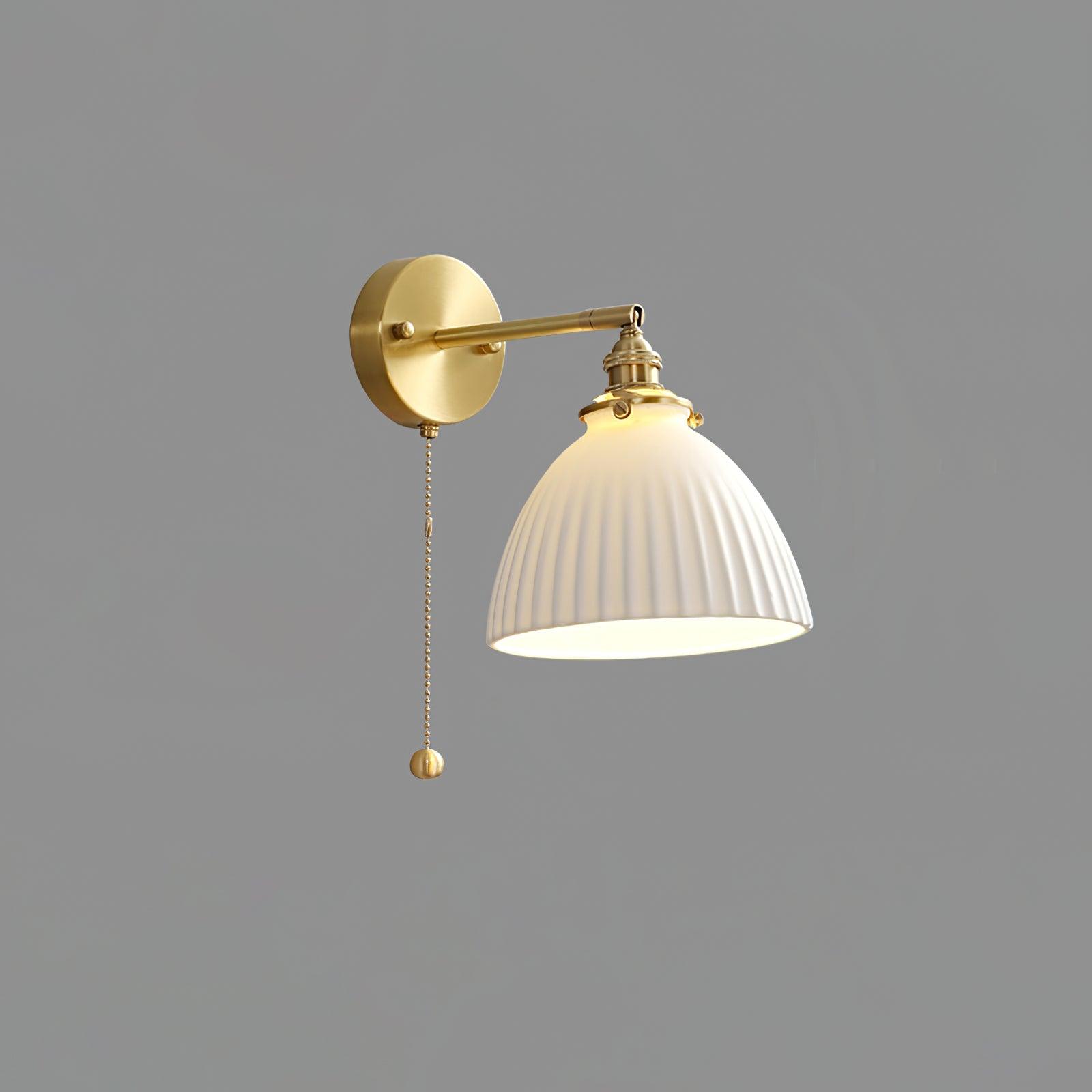 Lustra Wall Lamp Pleated Ceramic Brass - Letslighting