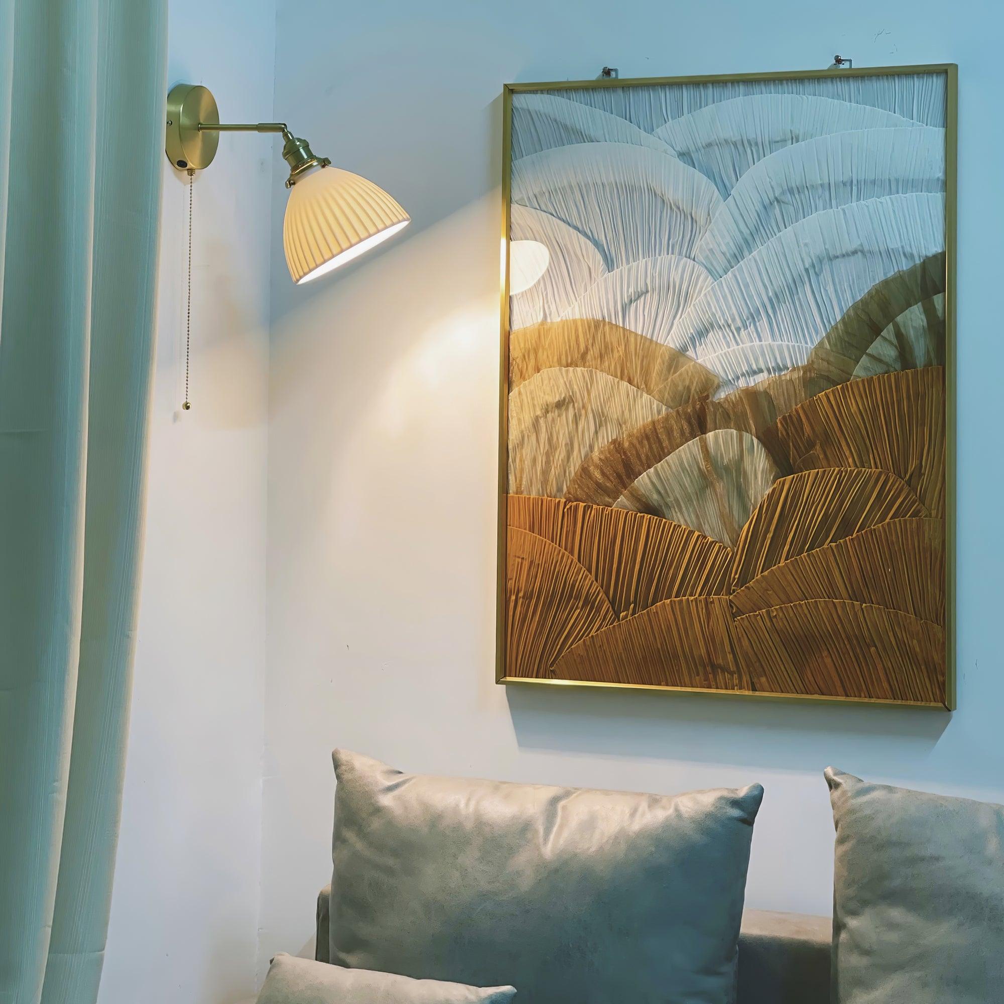 Lustra Wall Lamp Pleated Ceramic Brass - Letslighting