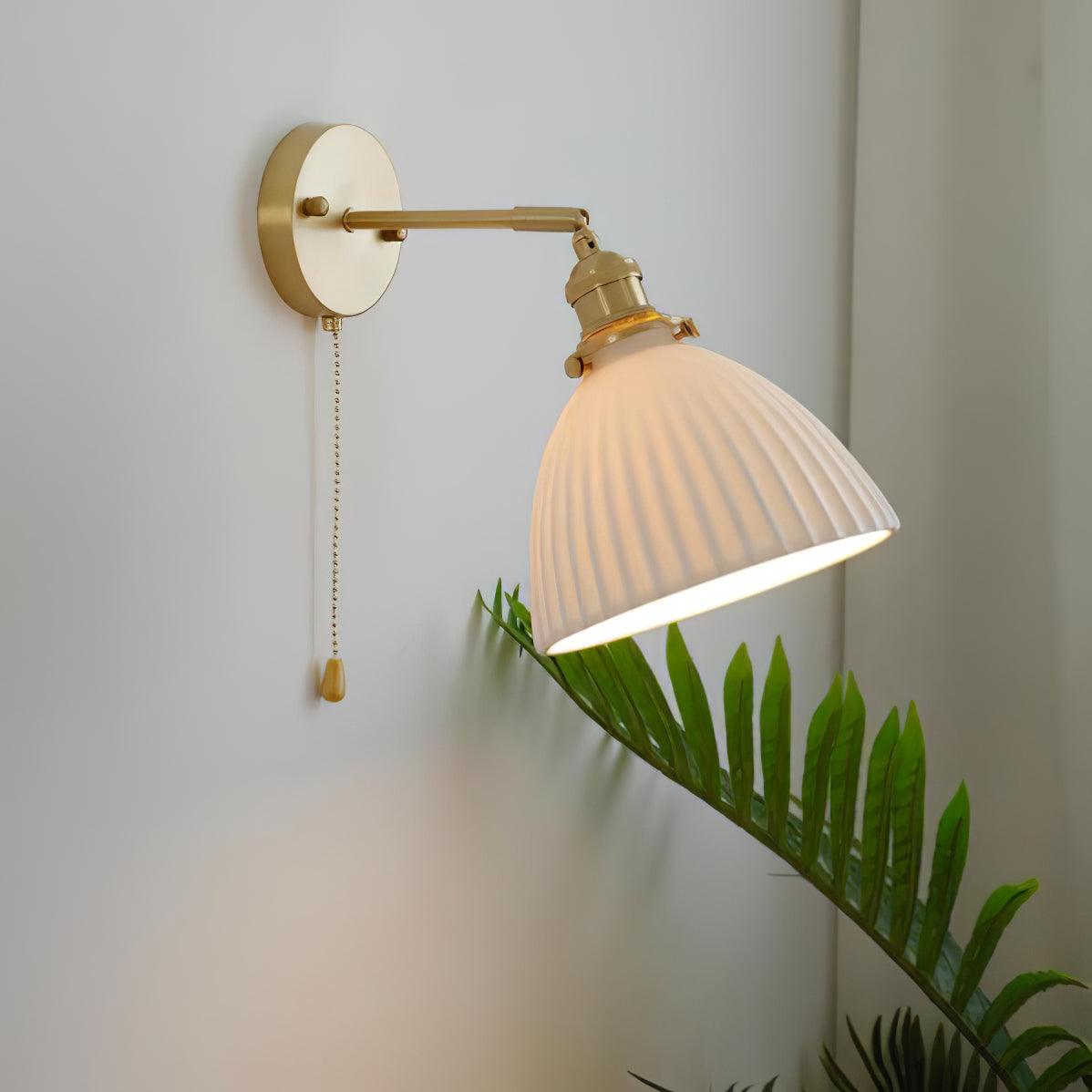Lustra Wall Lamp Pleated Ceramic Brass - Letslighting