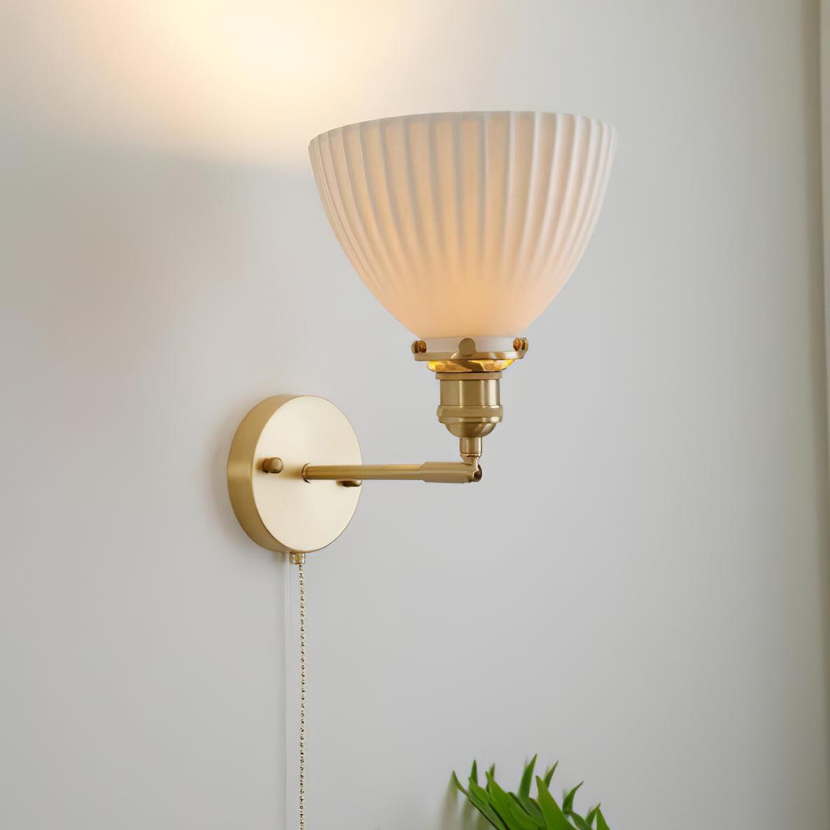 Lustra Wall Lamp Pleated Ceramic Brass - Letslighting