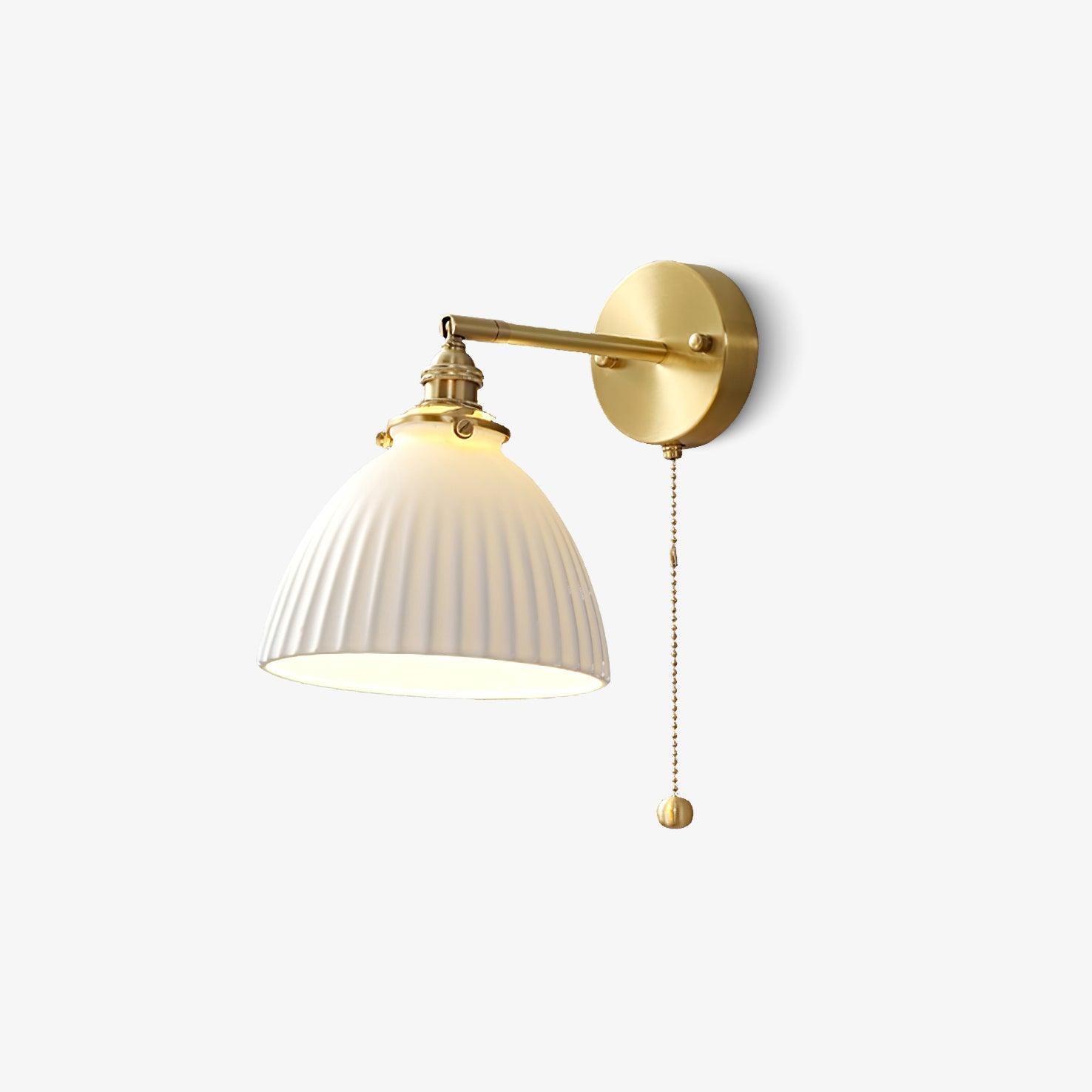 Lustra Wall Lamp Pleated Ceramic Brass - Letslighting