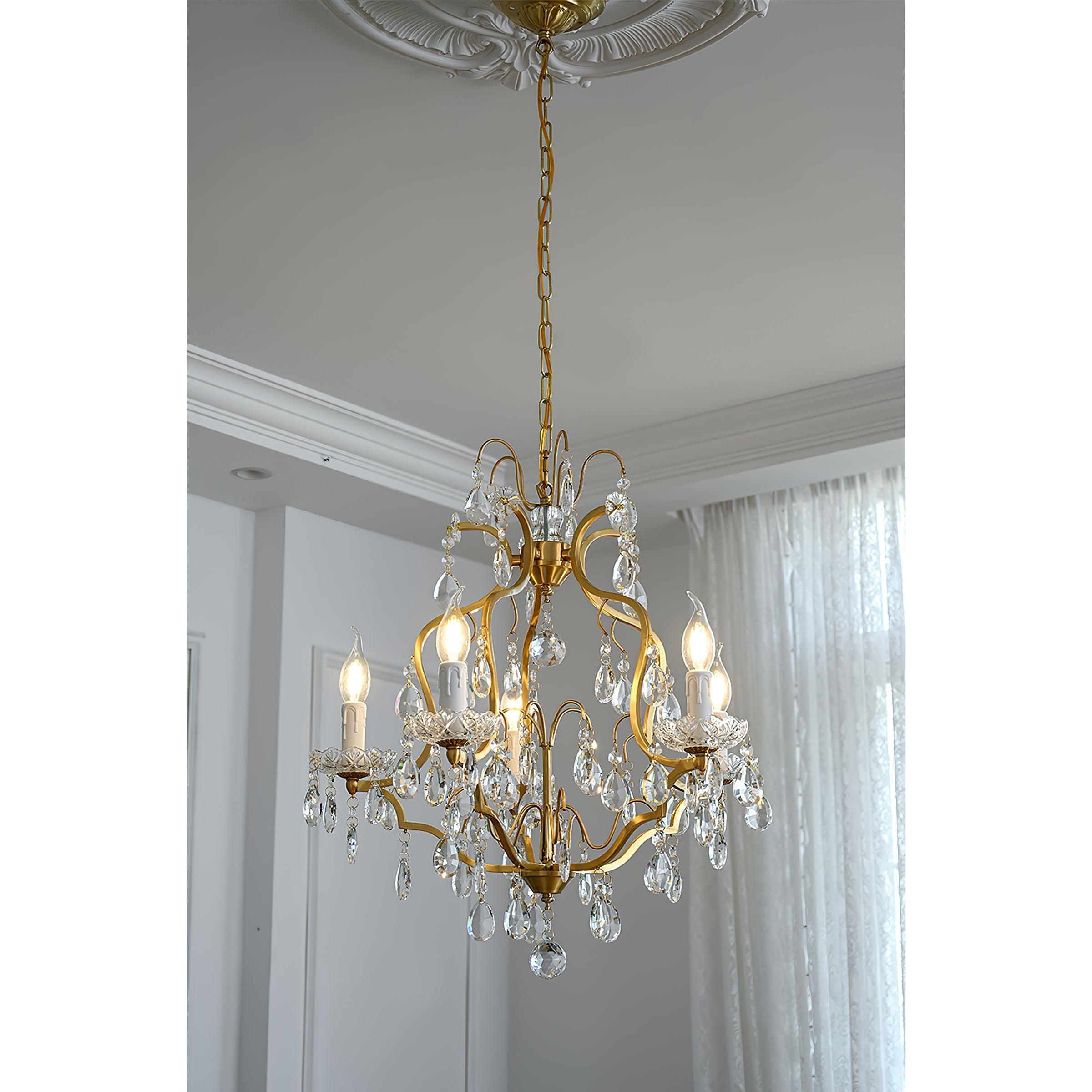 Cevinyra Postmodern Luxury Brass Crystal Scrolls Chandelier - Letslighting