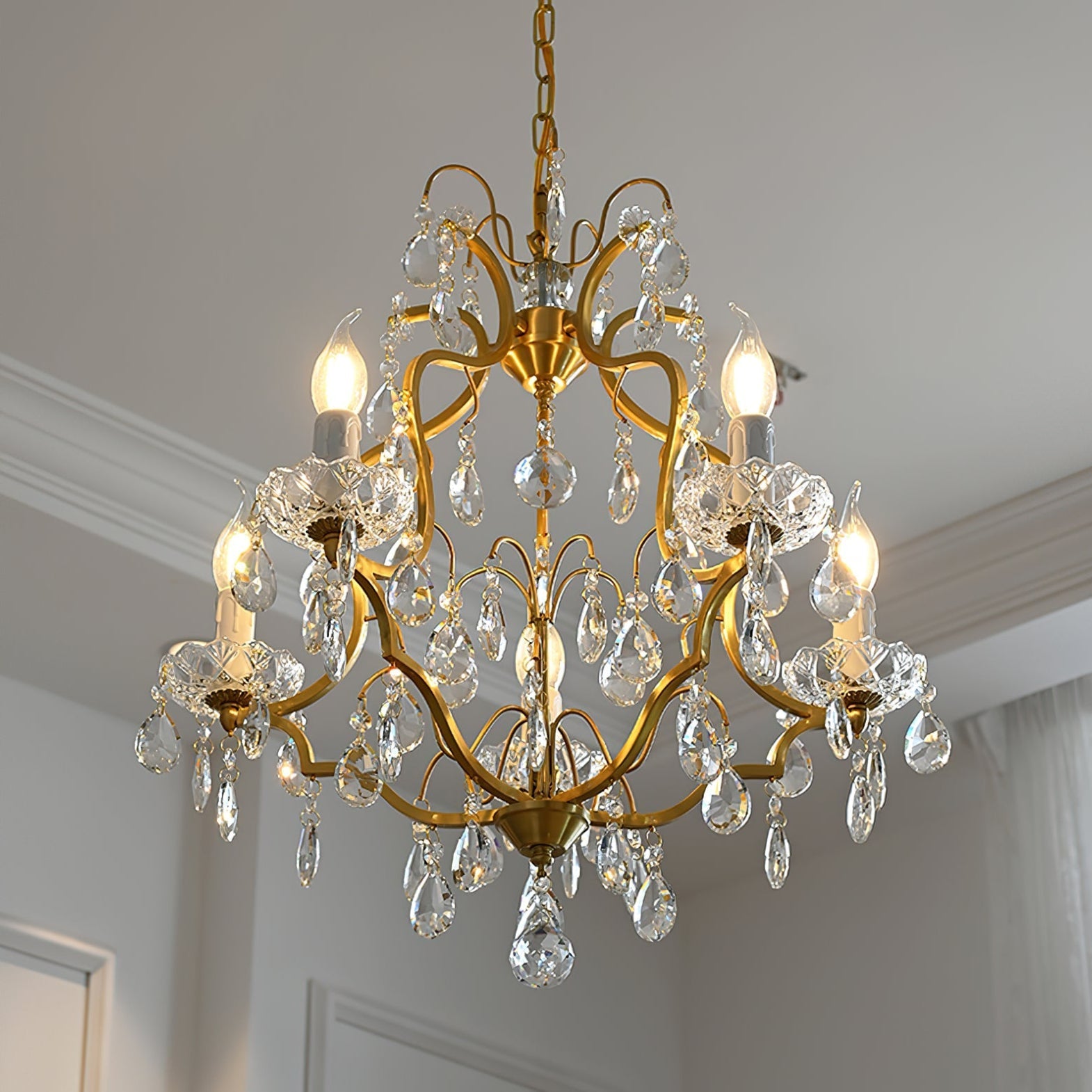 Cevinyra Postmodern Luxury Brass Crystal Scrolls Chandelier - Letslighting