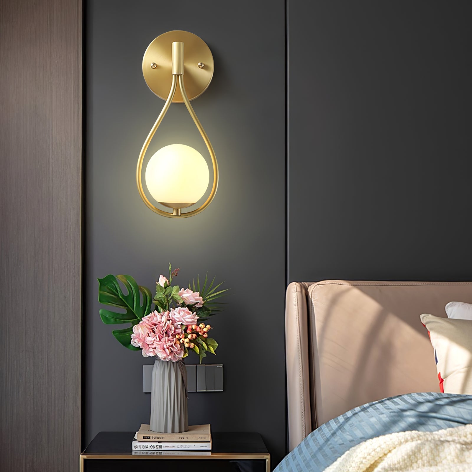 Icarila Modern Minimalist Vanity Brass Glass Wall Lamp - Letslighting