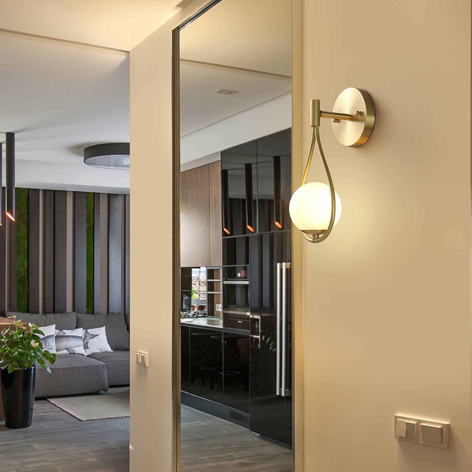 Icarila Modern Minimalist Vanity Brass Glass Wall Lamp - Letslighting