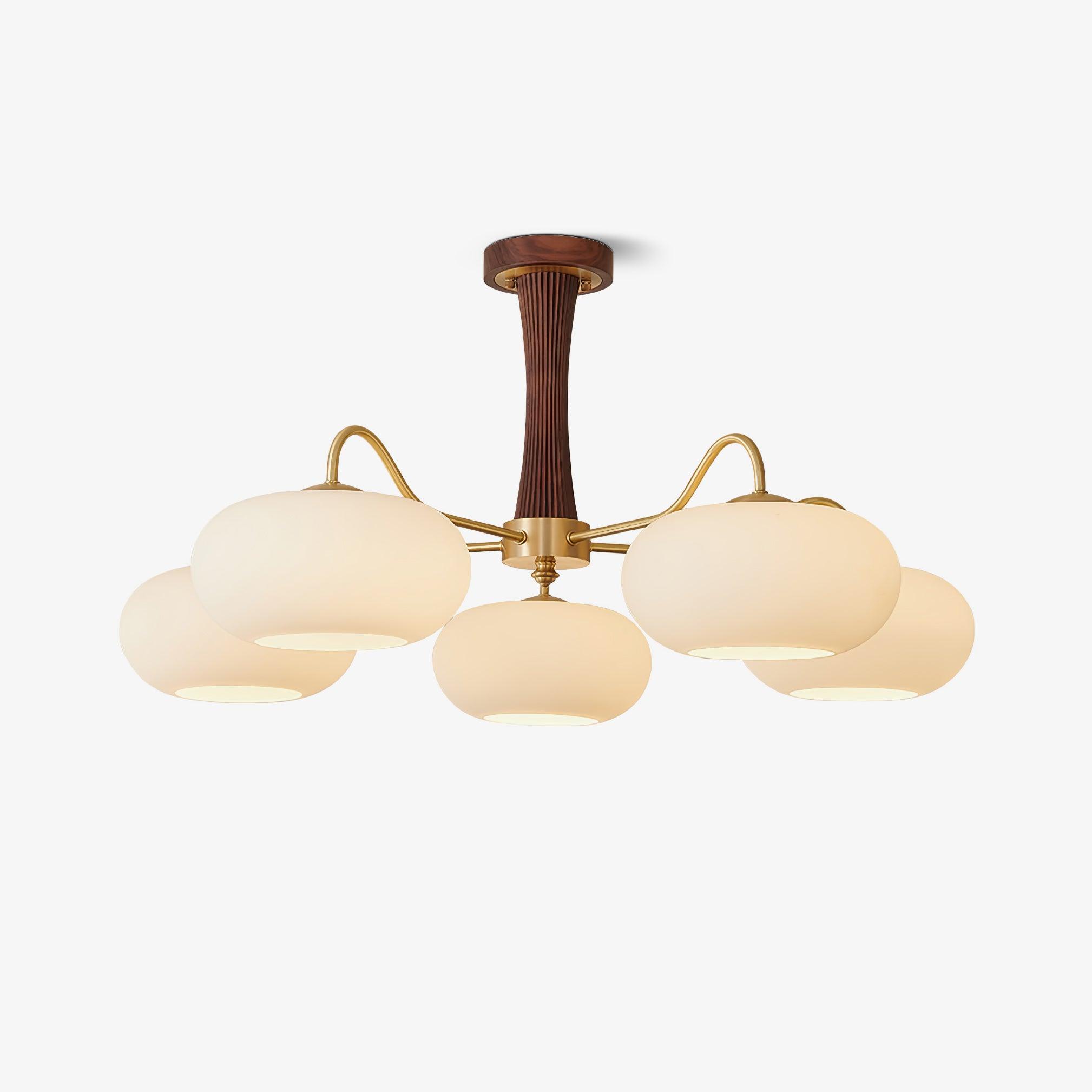 Valentina Brass Wooden Glass Persimmon Chandelier