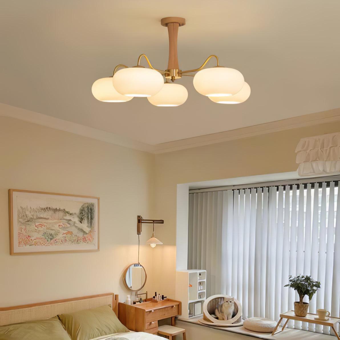Valentina Brass Wooden Glass Persimmon Chandelier