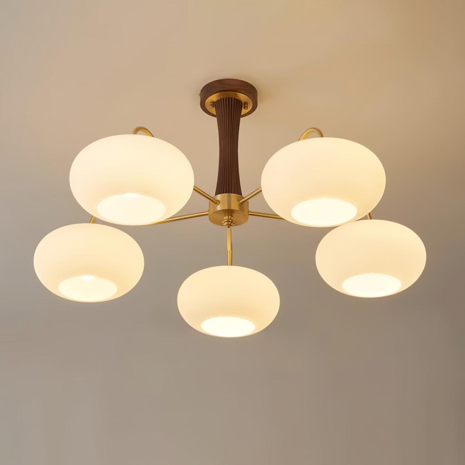 Valentina Brass Wooden Glass Persimmon Chandelier