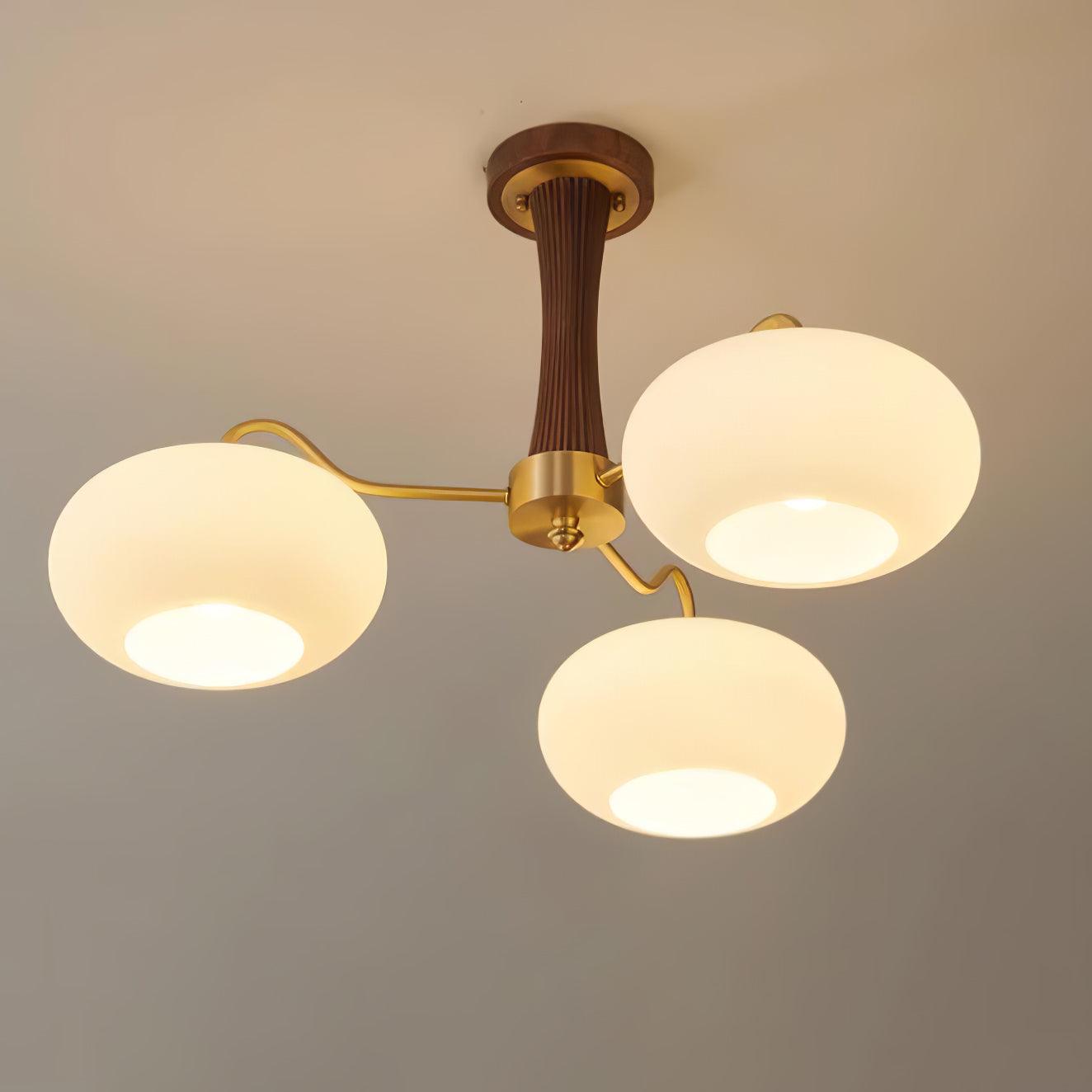 Valentina Brass Wooden Glass Persimmon Chandelier