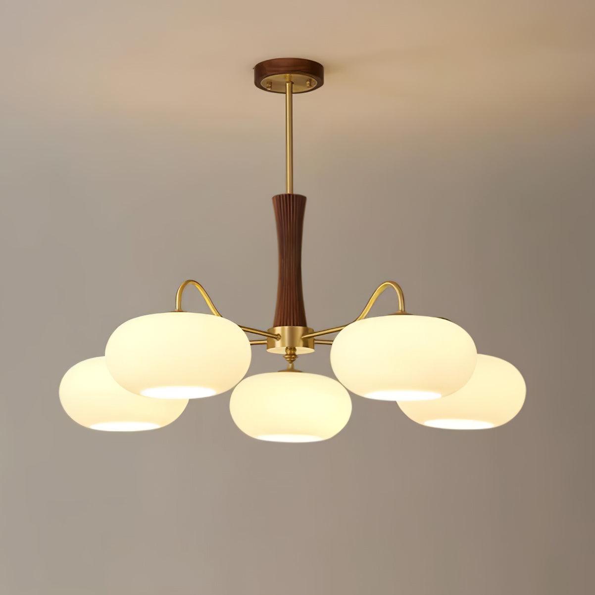 Valentina Brass Wooden Glass Persimmon Chandelier