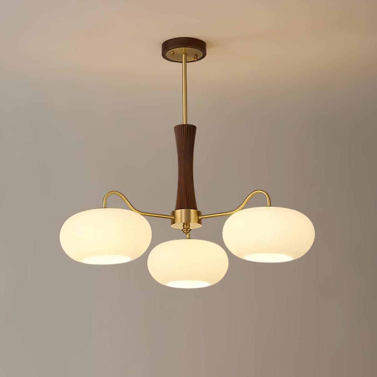 Valentina Brass Wooden Glass Persimmon Chandelier