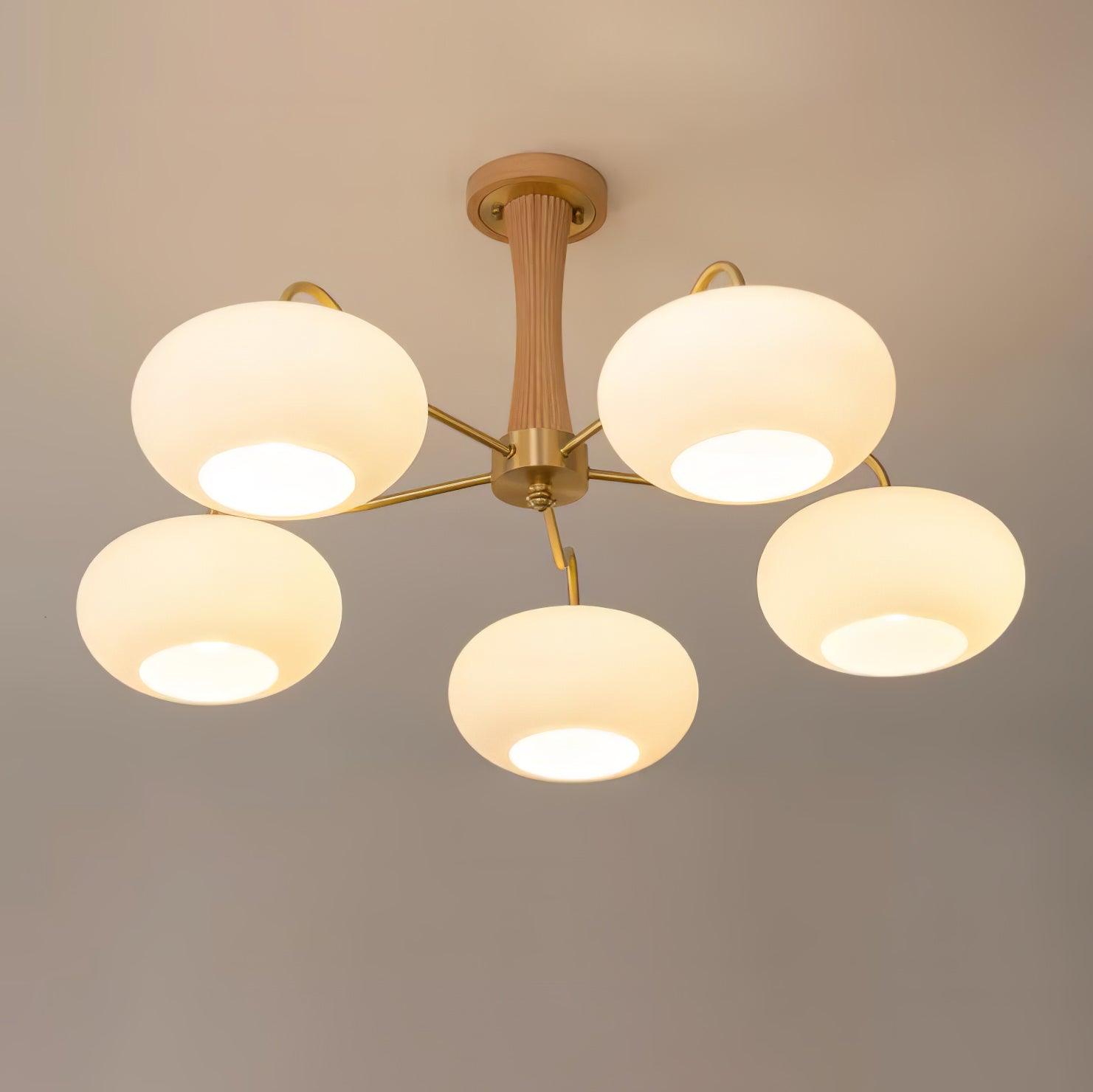 Valentina Brass Wooden Glass Persimmon Chandelier
