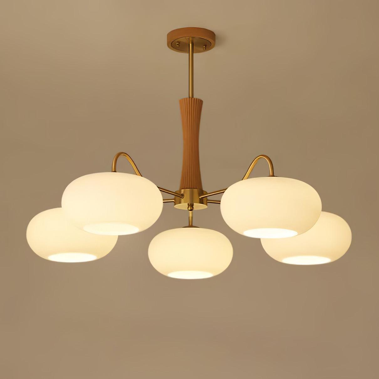 Valentina Brass Wooden Glass Persimmon Chandelier