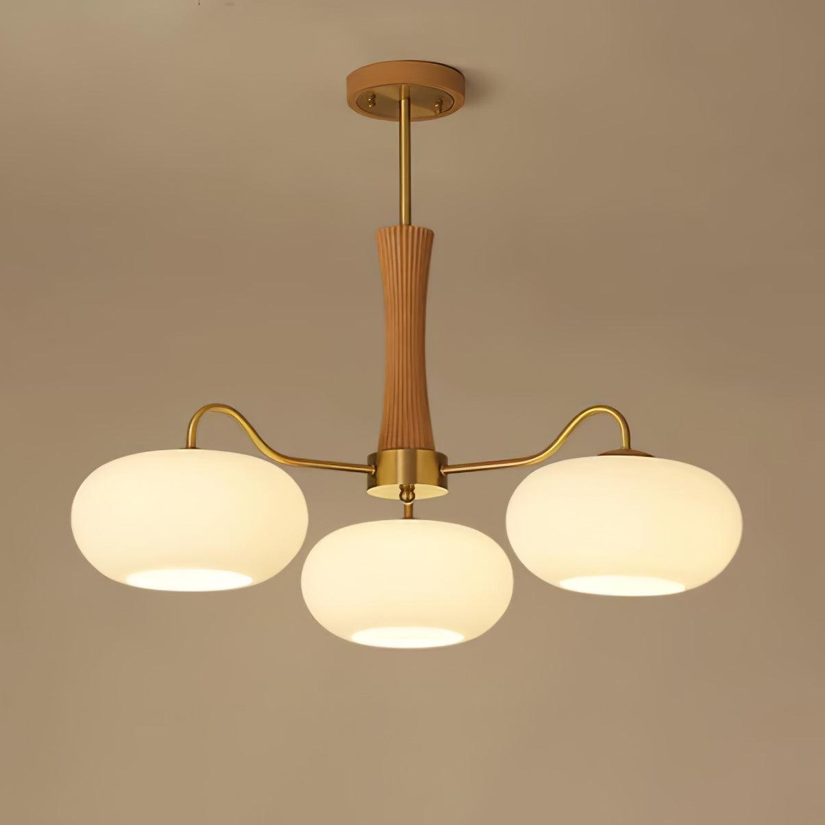 Valentina Brass Wooden Glass Persimmon Chandelier
