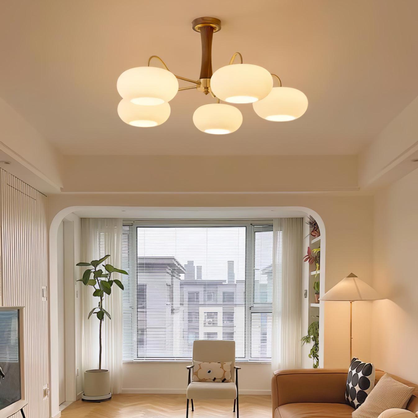Valentina Brass Wooden Glass Persimmon Chandelier
