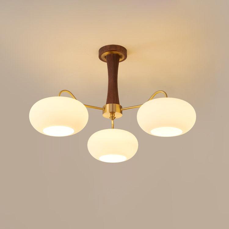 Valentina Brass Wooden Glass Persimmon Chandelier