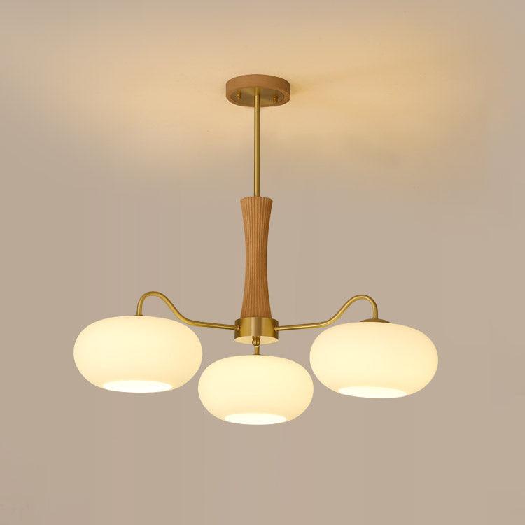 Valentina Brass Wooden Glass Persimmon Chandelier