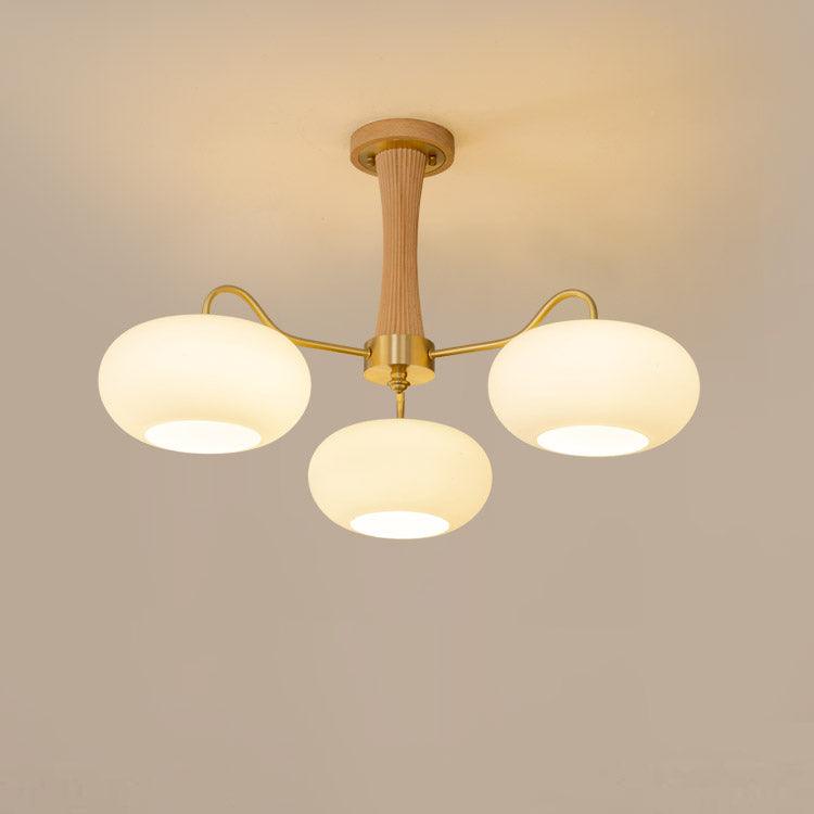Valentina Brass Wooden Glass Persimmon Chandelier
