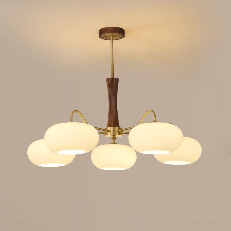 Valentina Brass Wooden Glass Persimmon Chandelier