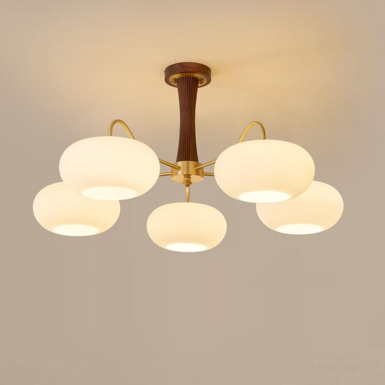 Valentina Brass Wooden Glass Persimmon Chandelier