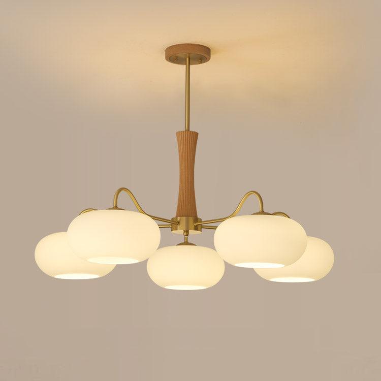 Valentina Brass Wooden Glass Persimmon Chandelier