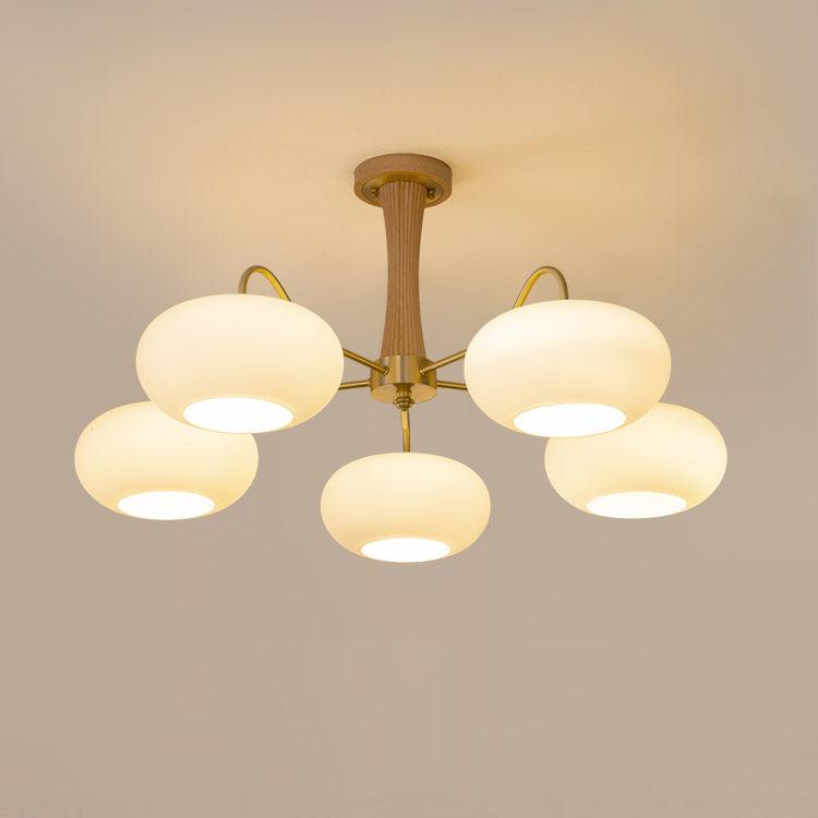 Valentina Brass Wooden Glass Persimmon Chandelier