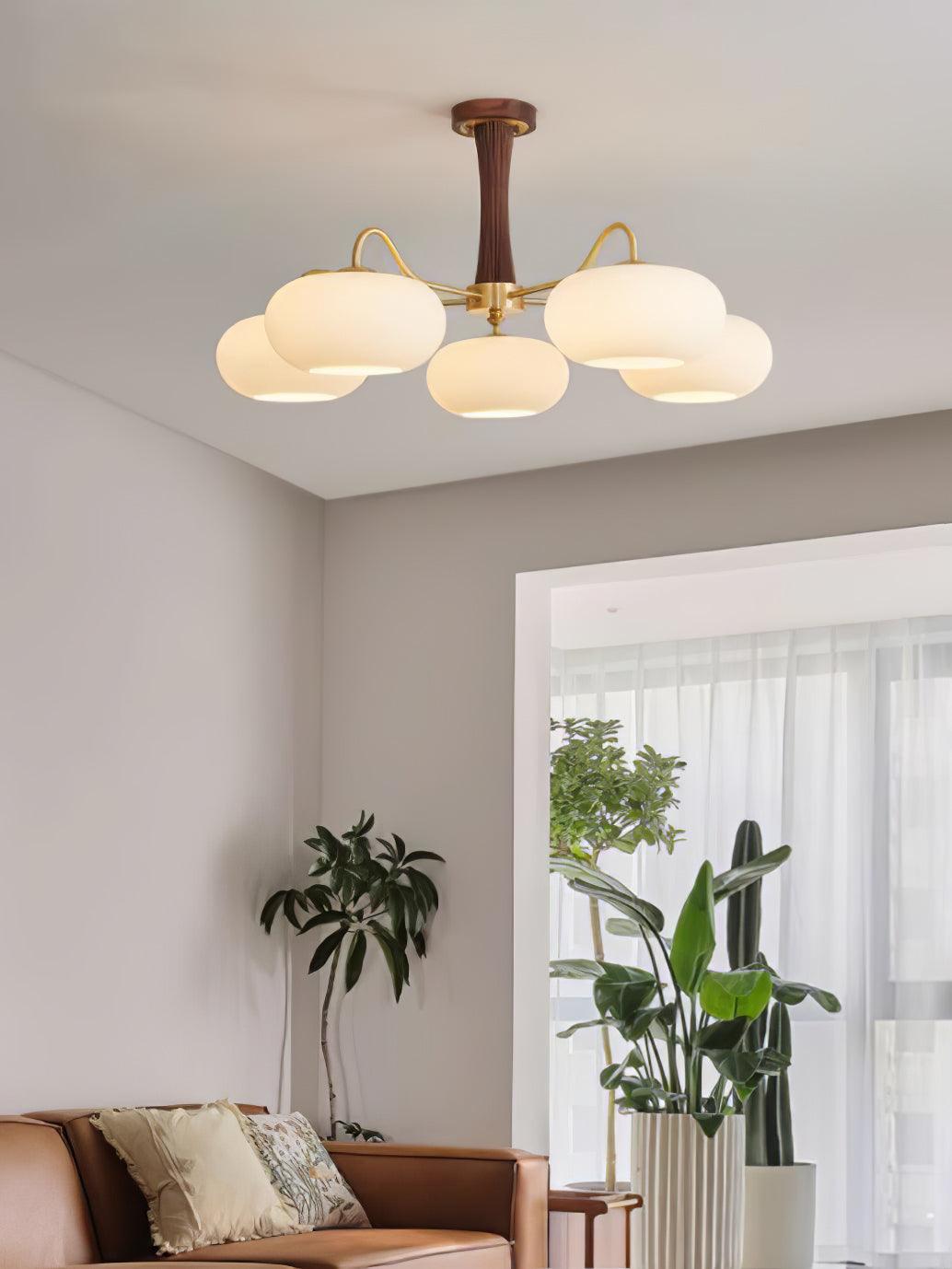 Lustra Chandelier Brass Wooden Persimmon - Letslighting