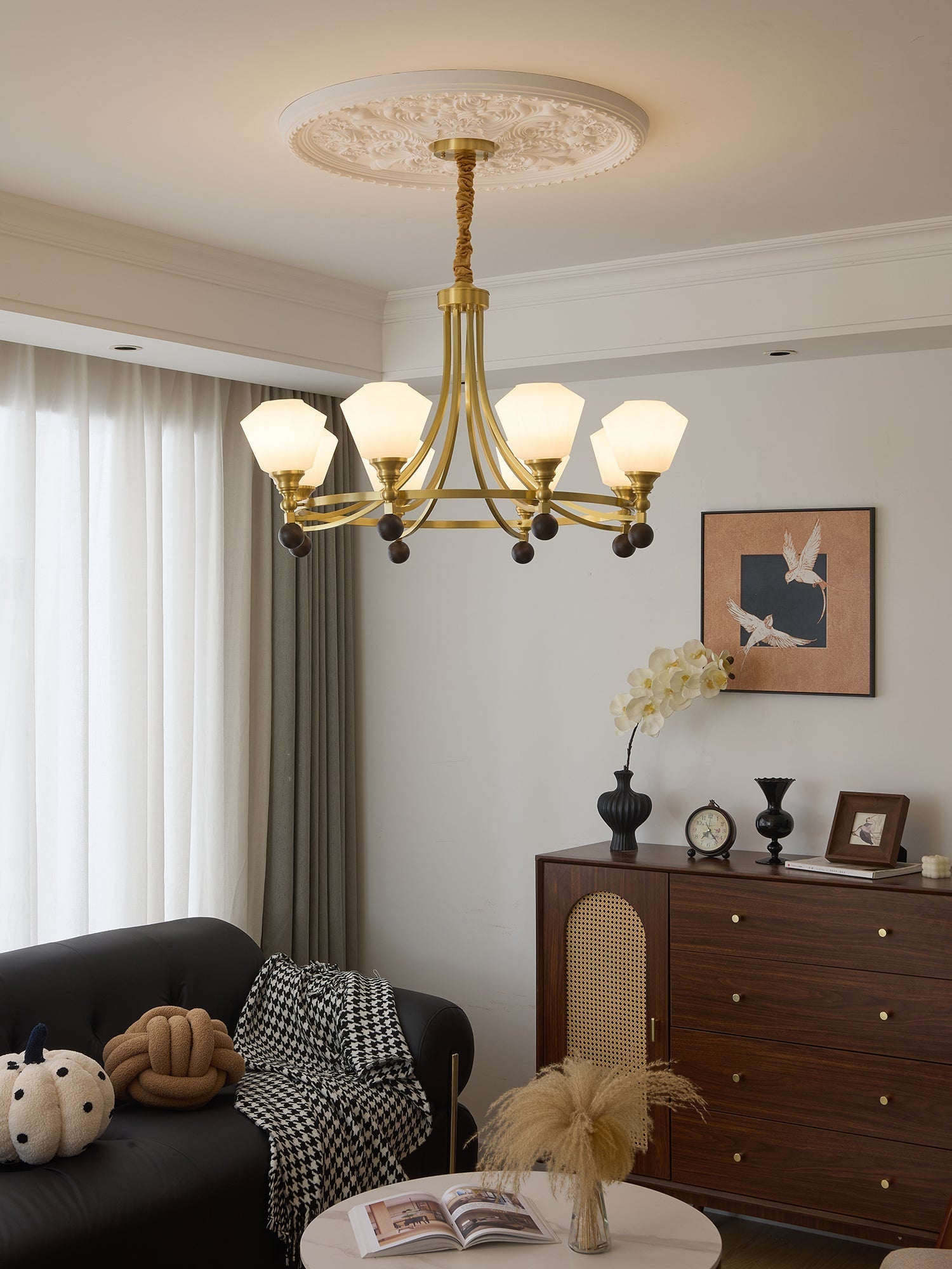 Nyraeyra Premium Nordic Art Brass Wood Chandelier - Letslighting