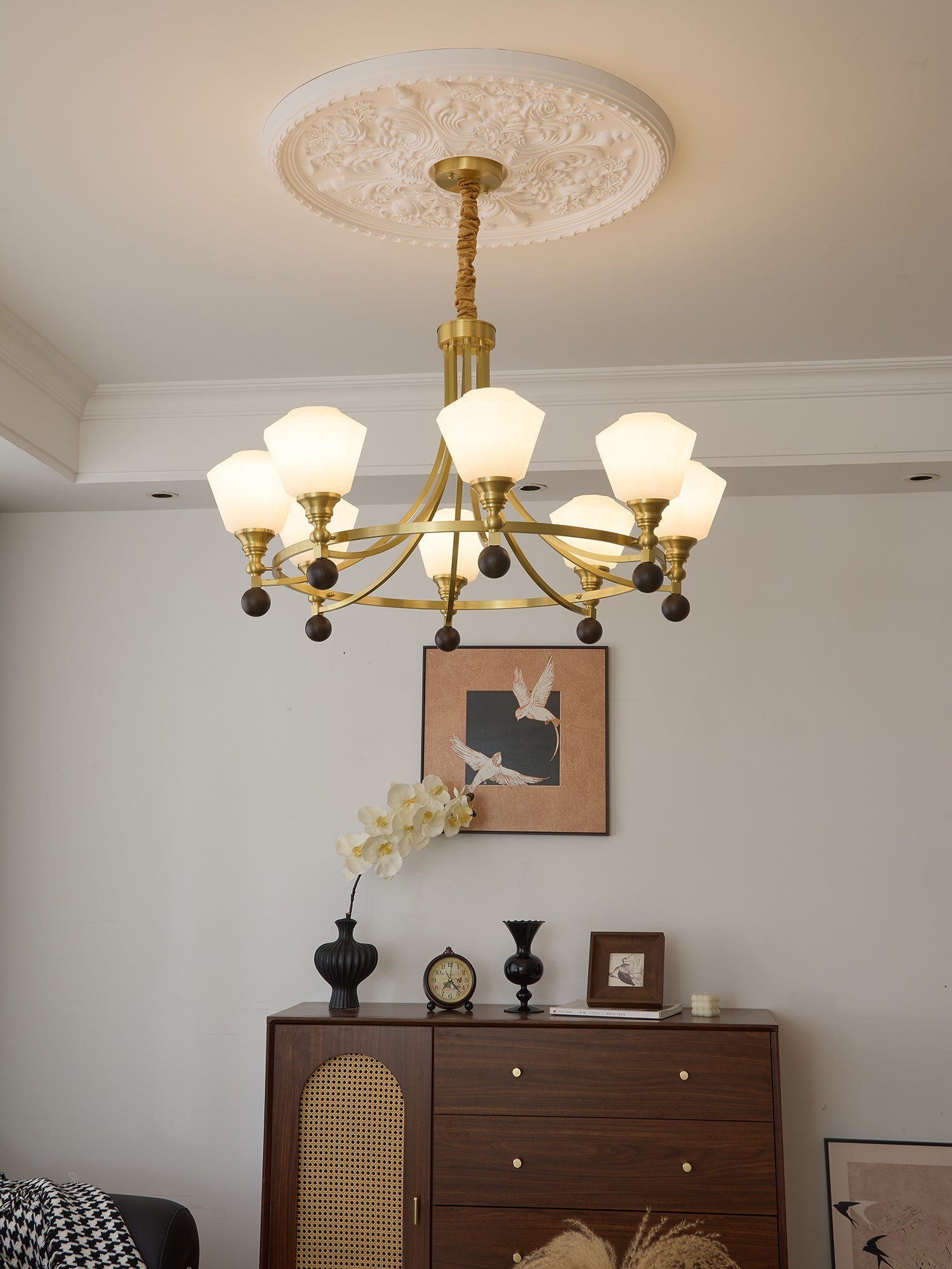 Nyraeyra Premium Nordic Art Brass Wood Chandelier - Letslighting