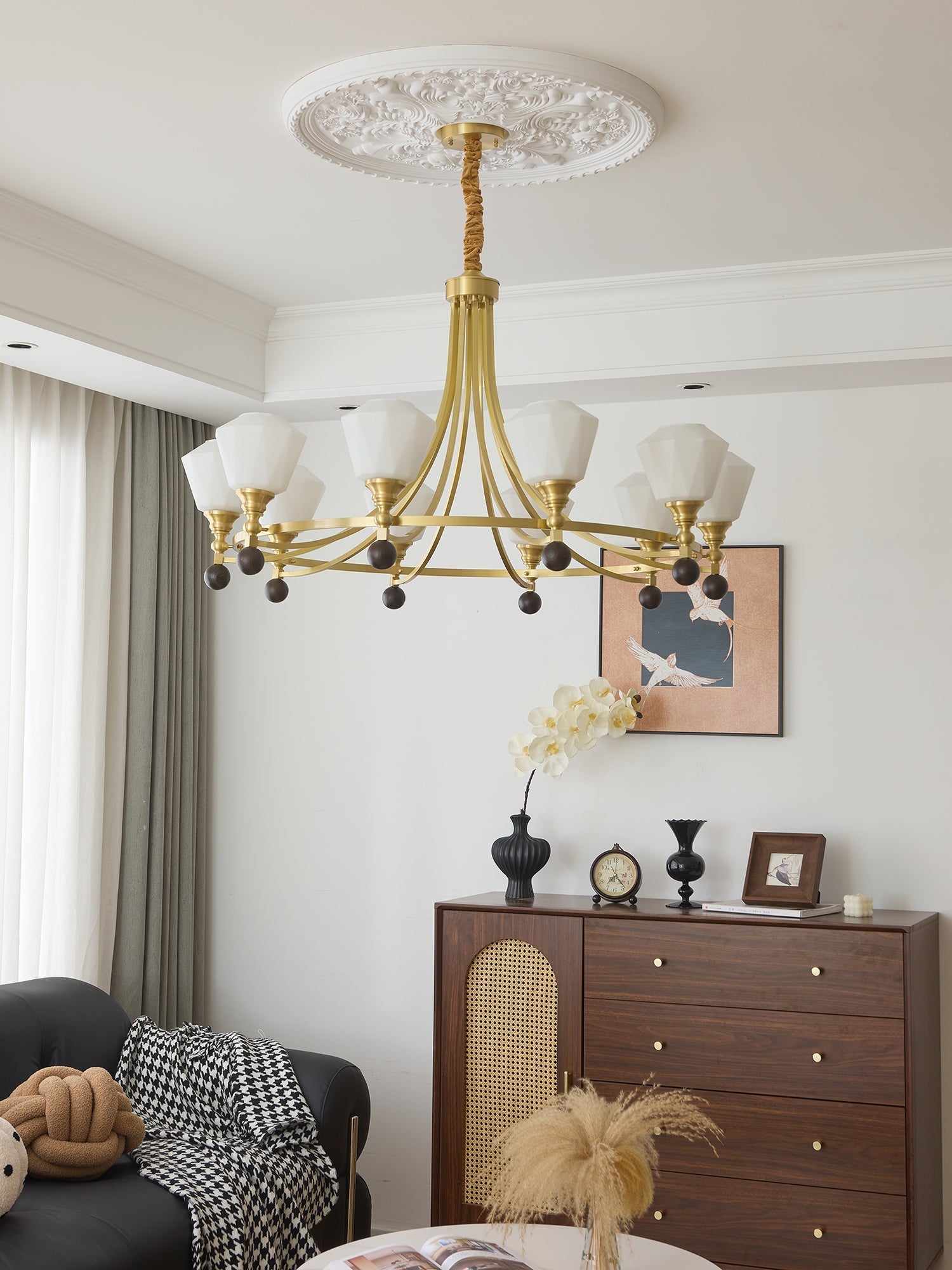 Nyraeyra Premium Nordic Art Brass Wood Chandelier - Letslighting