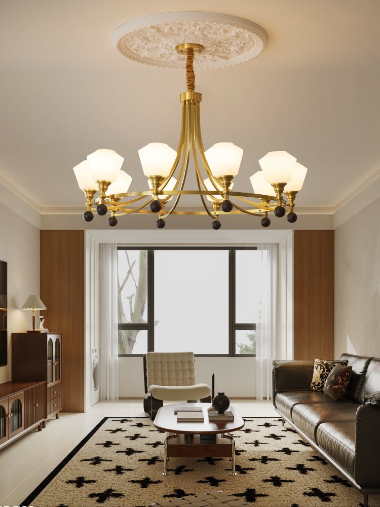 Nyraeyra Premium Nordic Art Brass Wood Chandelier - Letslighting