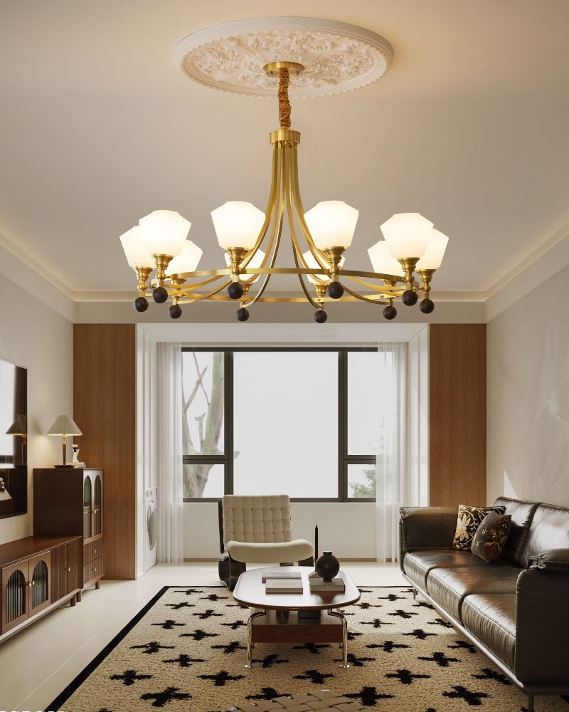 Nyraeyra Premium Nordic Art Brass Wood Chandelier - Letslighting