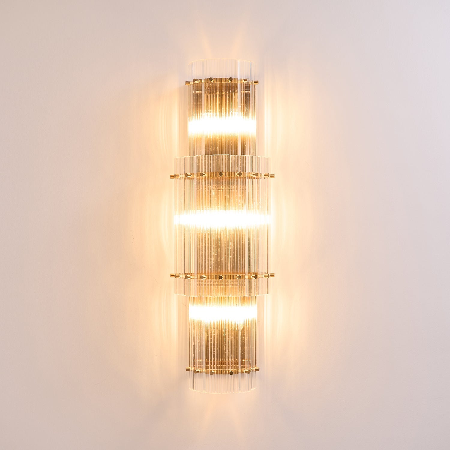 Aurora Wall Light Layered Glass Rods Copper Modern Vertical - Letslighting