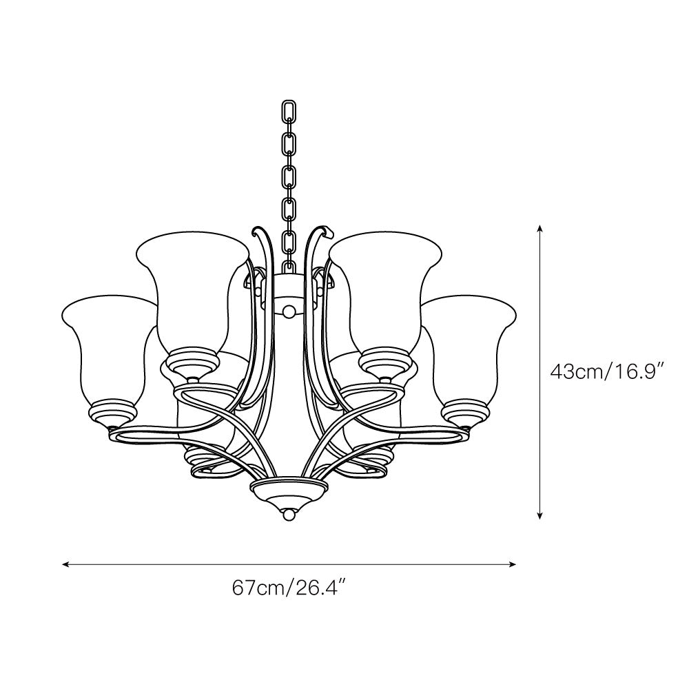 Ethos Premium Elegance Brass Glass Chandelier - Letslighting