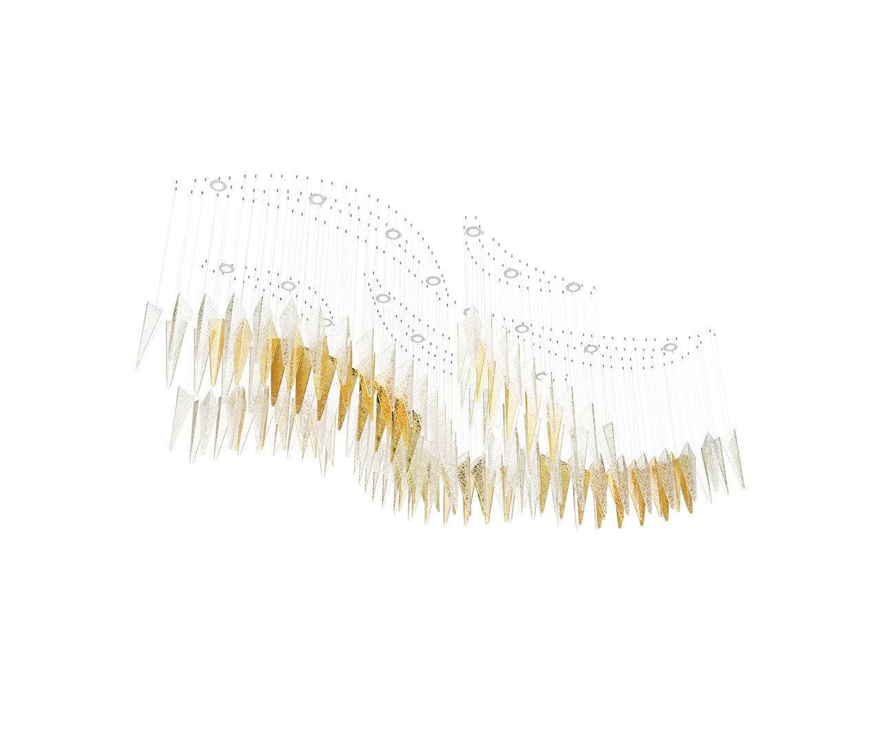Nyvinia Feather-Shape Glass Chandelier Staircase - Letslighting
