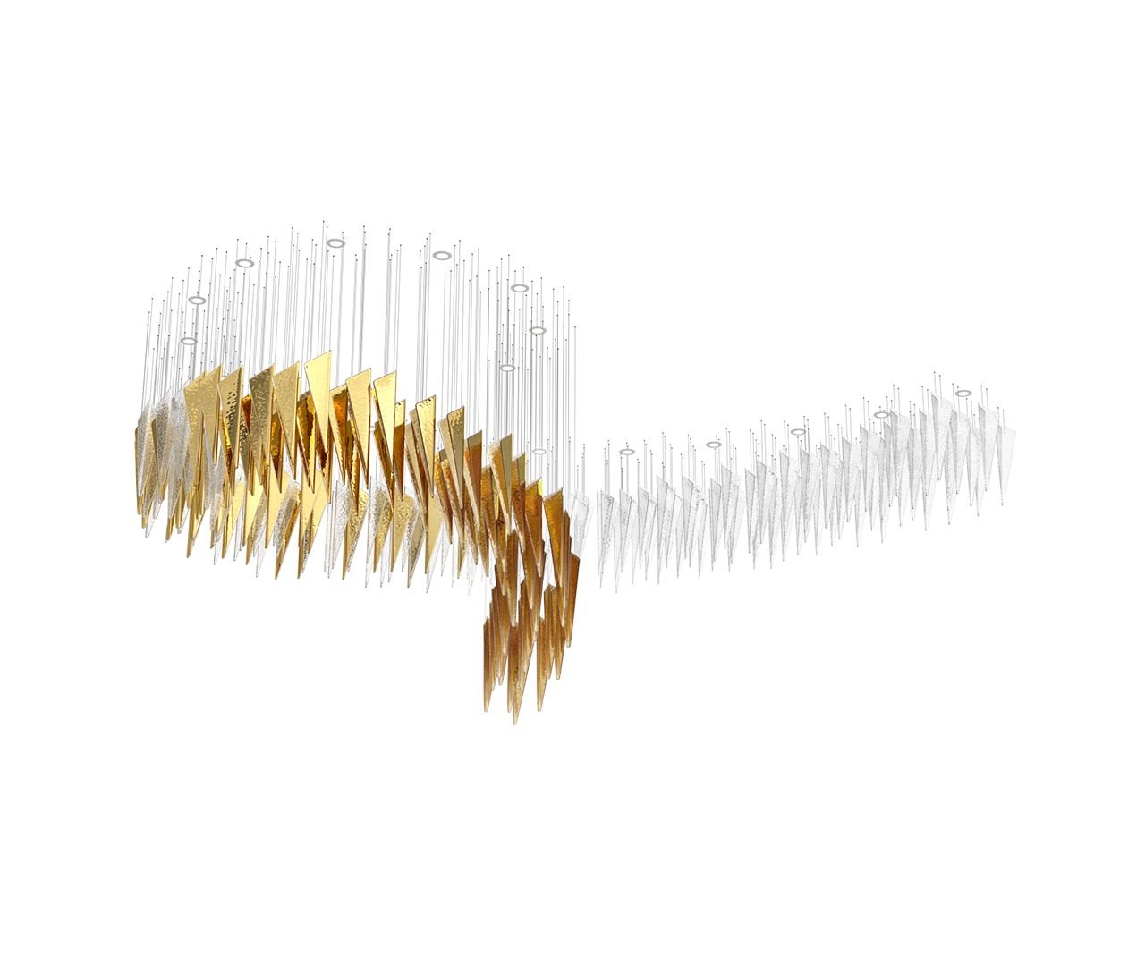 Nyvinia Feather-Shape Glass Chandelier Staircase - Letslighting