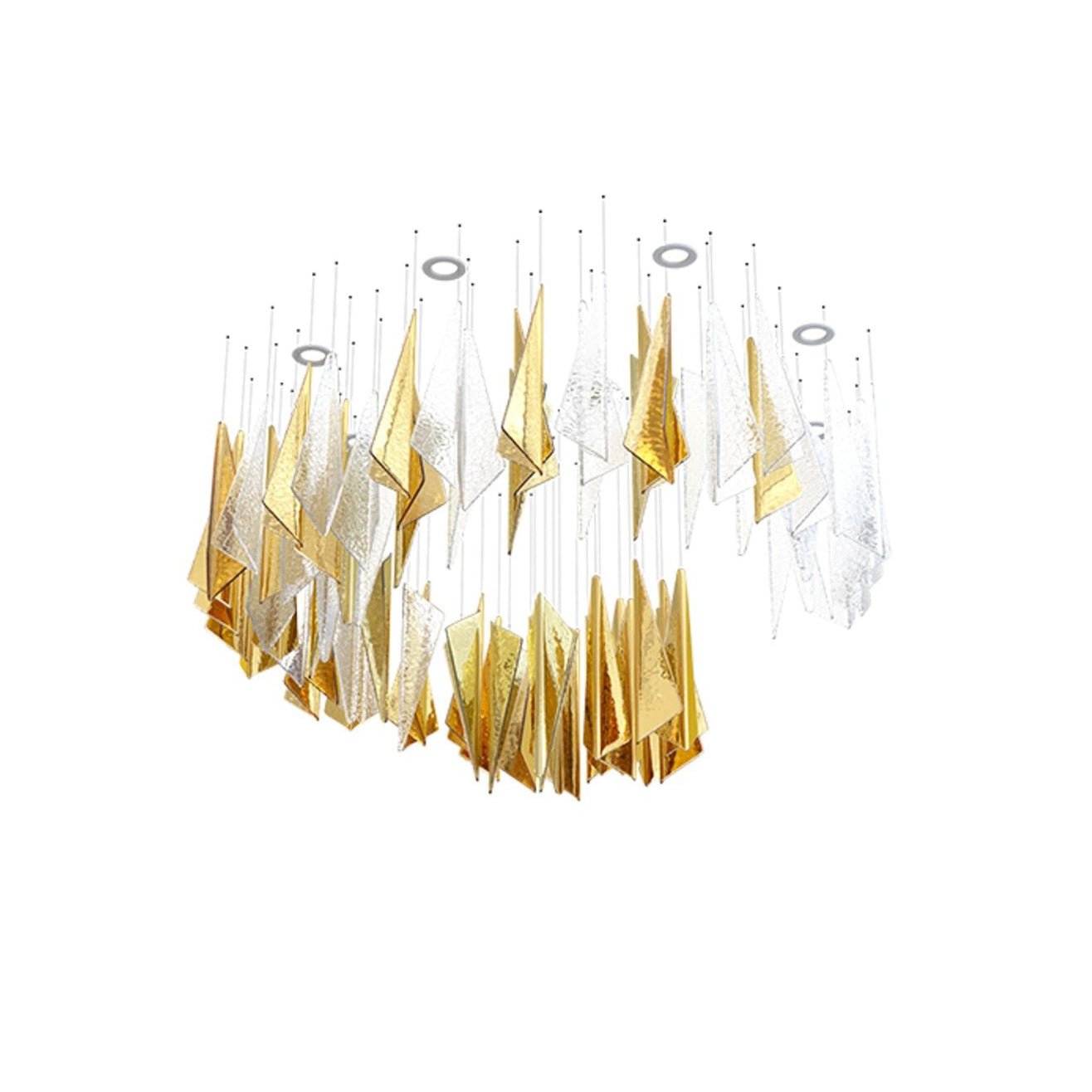 Nyvinia Feather-Shape Glass Chandelier Staircase - Letslighting