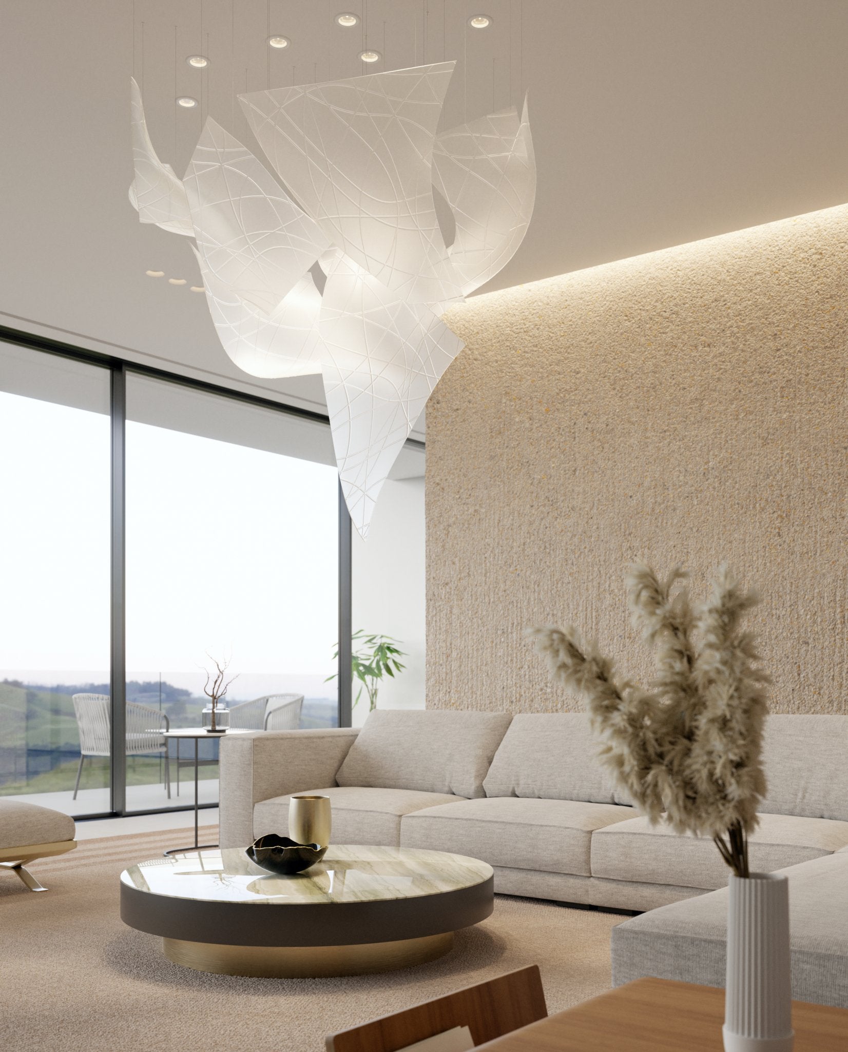 Alnoror Sculptural Gold Pendant Light - Letslighting