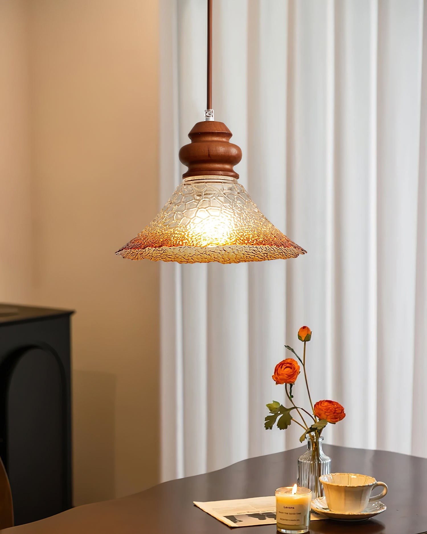 Brenna Pendant Lamp Textured Glass Accent - Letslighting