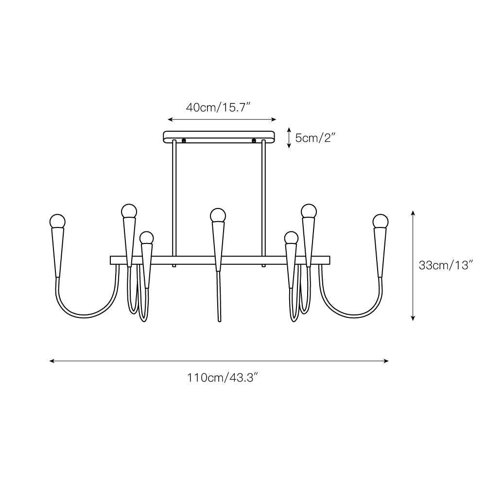 Fluide Modern Minimalist Linear Brass Chandelier - Letslighting