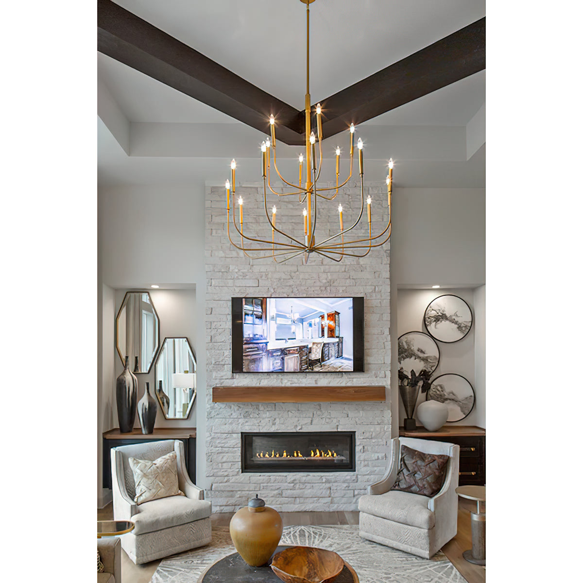 Olcarel Vintage Industrial Brass Chandelier - Letslighting