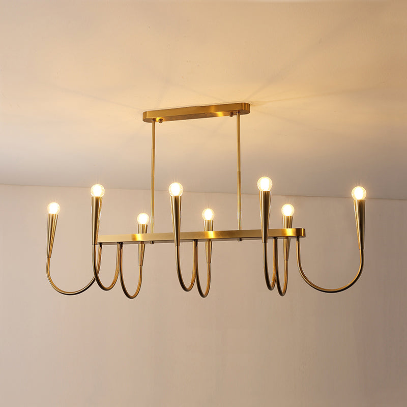 Fluide Modern Minimalist Linear Brass Chandelier - Letslighting