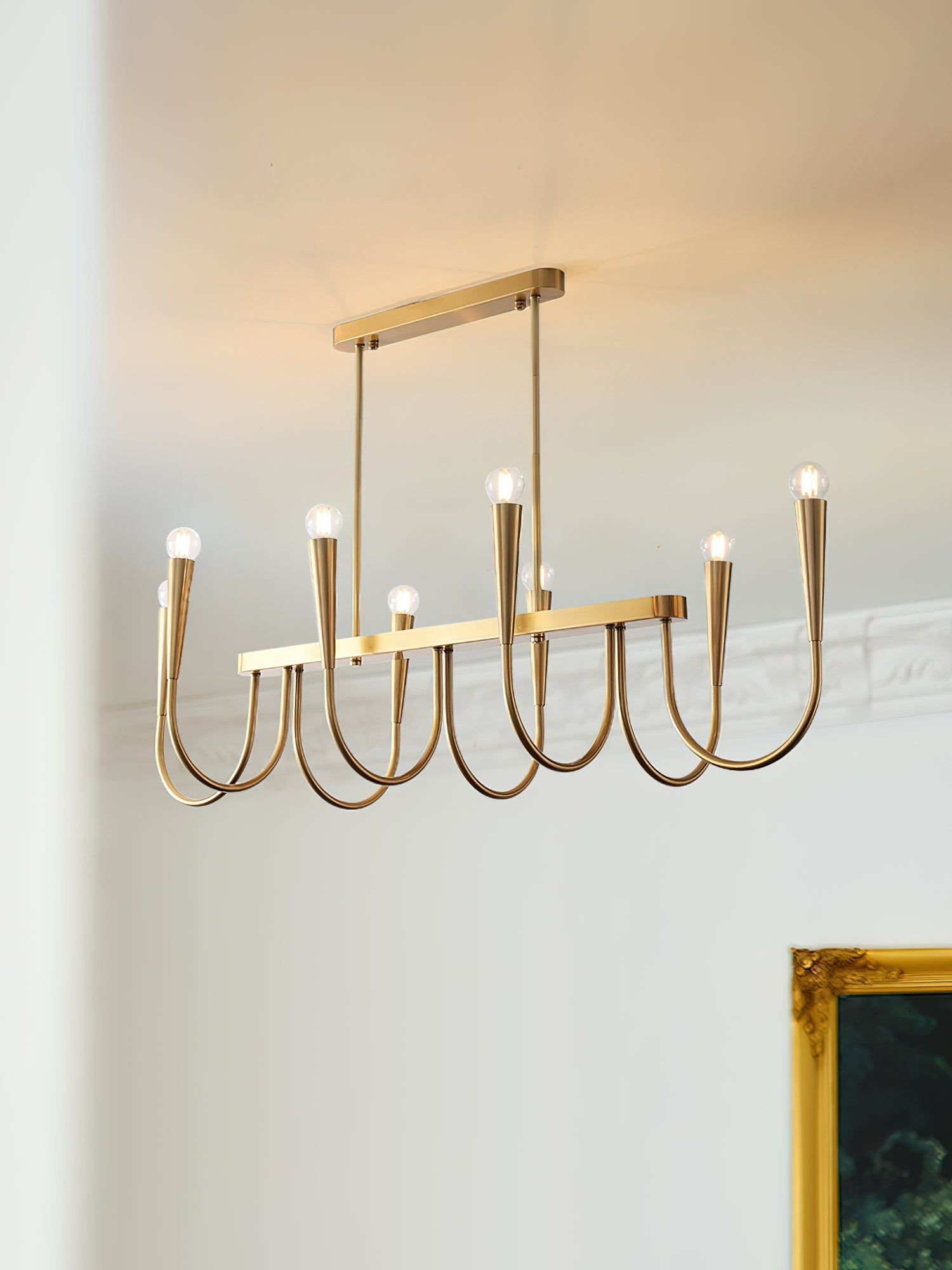 Fluide Modern Minimalist Linear Brass Chandelier - Letslighting