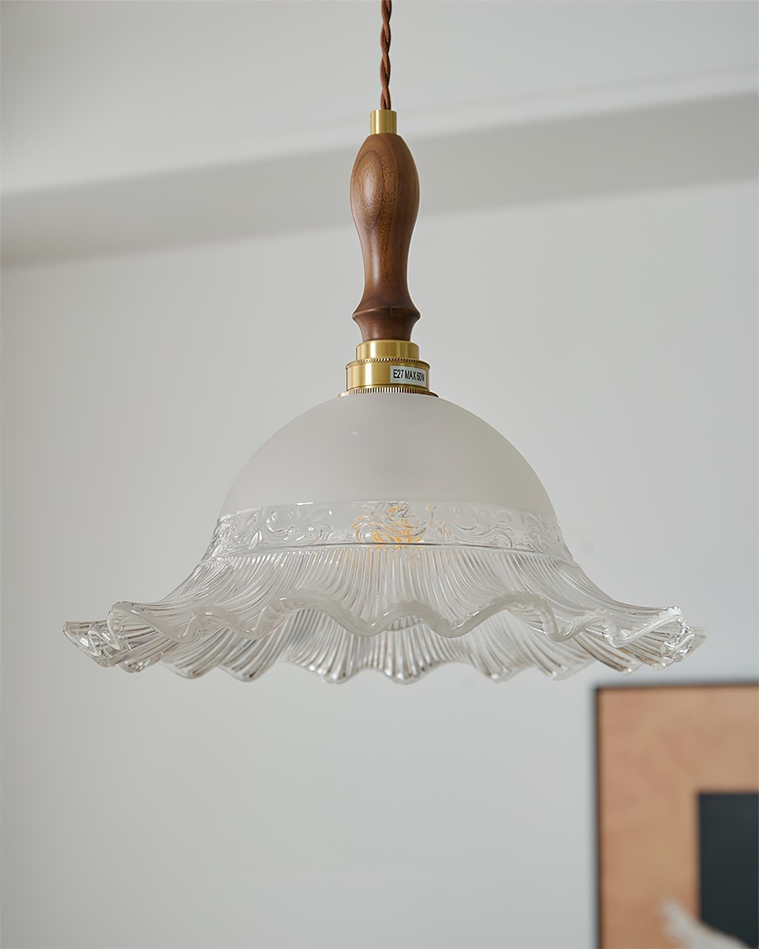 Brielle Pendant Lamp Scalloped Embossed Glass - Letslighting