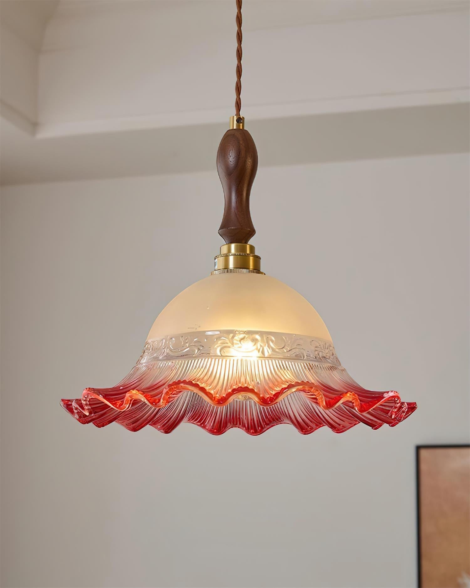 Brielle Pendant Lamp Scalloped Embossed Glass - Letslighting