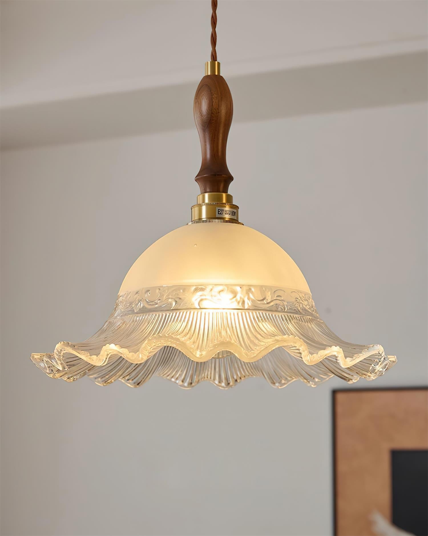 Brielle Pendant Lamp Scalloped Embossed Glass - Letslighting