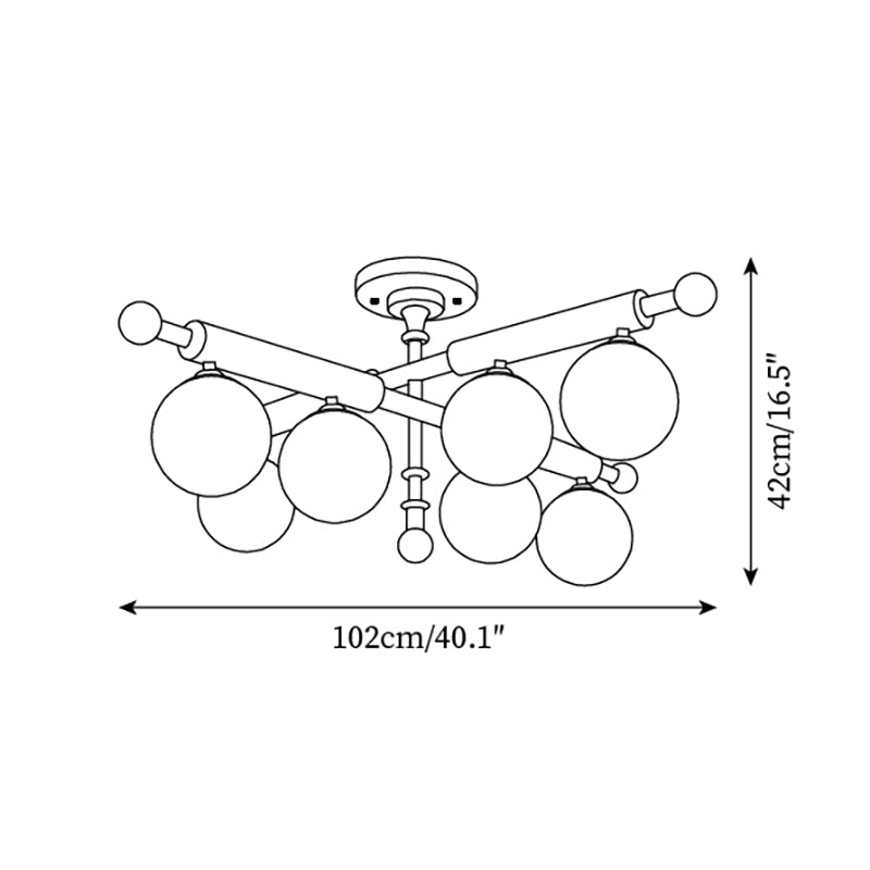 Briette Ceiling Light Wood Glass Globe Mid Century - Letslighting